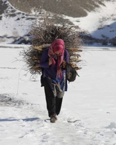 woman carrying burden